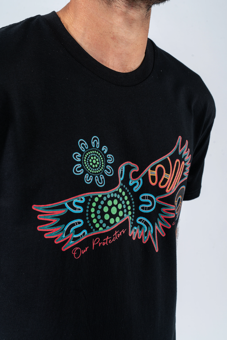 Our Protectors Black Cotton Crew Neck Unisex T-Shirt