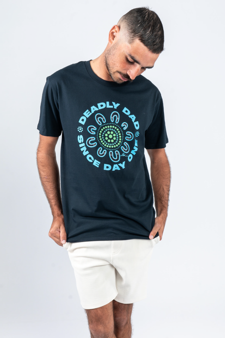 Deadly Dad Since Day One Circle Navy Cotton Everyday Unisex T-Shirt