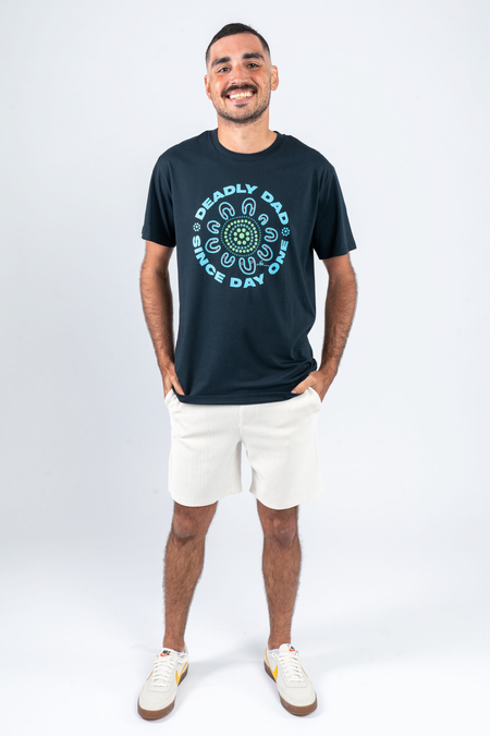 Deadly Dad Since Day One Circle Navy Cotton Everyday Unisex T-Shirt