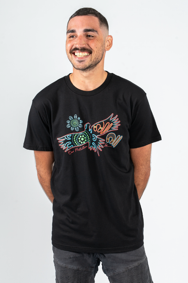 Our Protectors Black Cotton Crew Neck Unisex T-Shirt