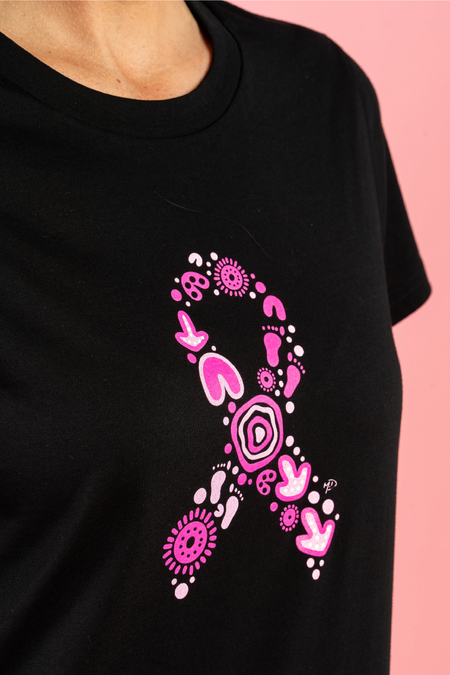 Sacred Women's Way Ribbon Black Cotton Crew Neck Women's T-Shirt