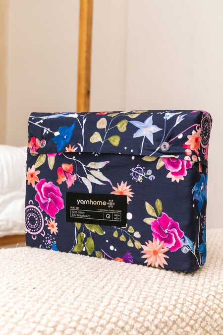 Midnight Bouquet 100% Cotton Quilt Cover Set