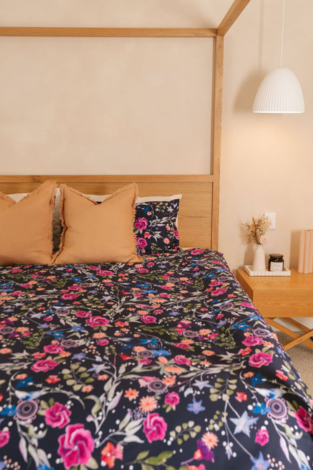 Midnight Bouquet 100% Cotton Quilt Cover Set