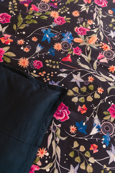 Midnight Bouquet 100% Cotton Quilt Cover Set