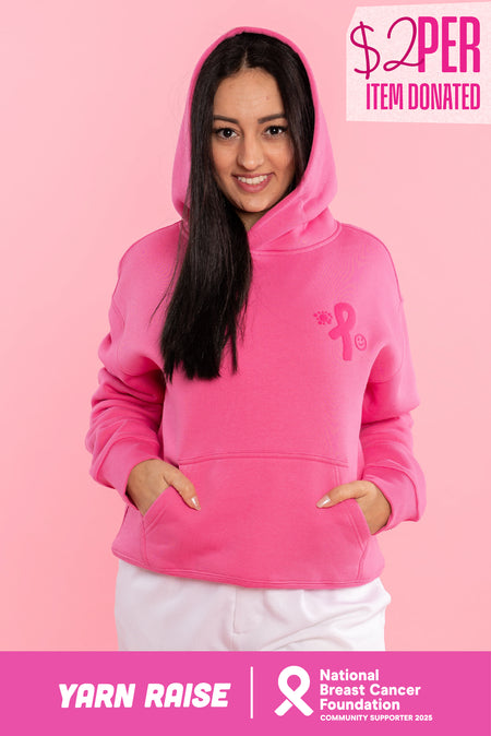 Pink Boobie Power Puff Charity Pink Cotton Blend Women's Hoodie