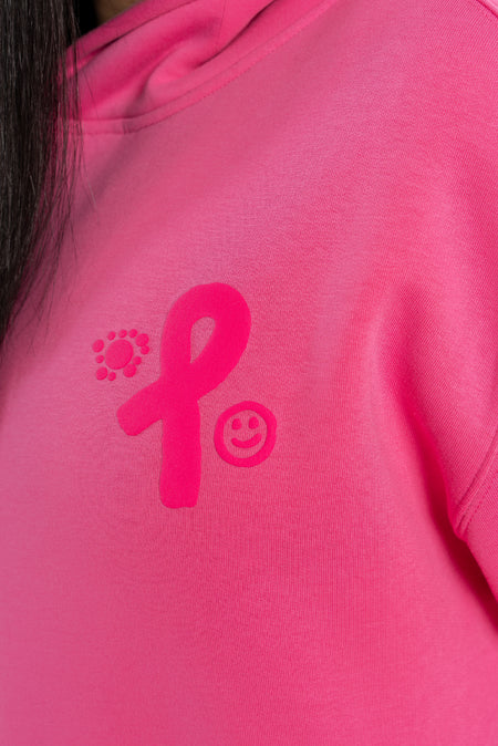 Pink Boobie Power Puff Charity Pink Cotton Blend Women's Hoodie