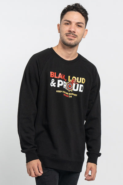 Blak, Loud & Proud NAIDOC 2024 Black Cotton Blend Crew Neck Unisex Sweatshirt