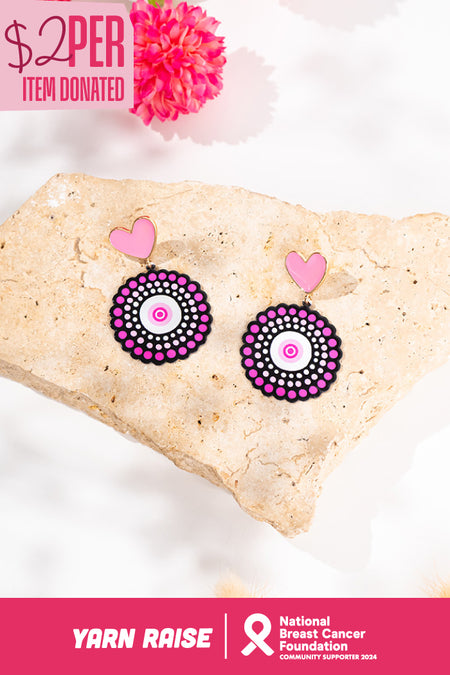 Tribe Of Women Pink Heart Statement Earrings