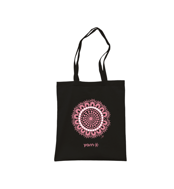 Boobie Sista Black Long Handle Cotton Tote Bag