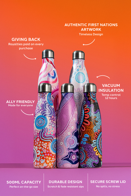 Gadi NAIDOC 2026 Vacuum Insulated Double Walled Stainless Steel Water Bottle