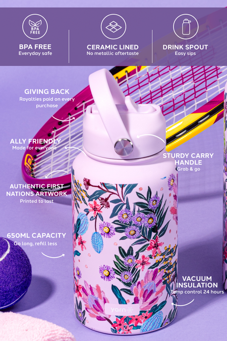 Celebration 650mL Insulated Stainless Steel Drink Bottle with Handle