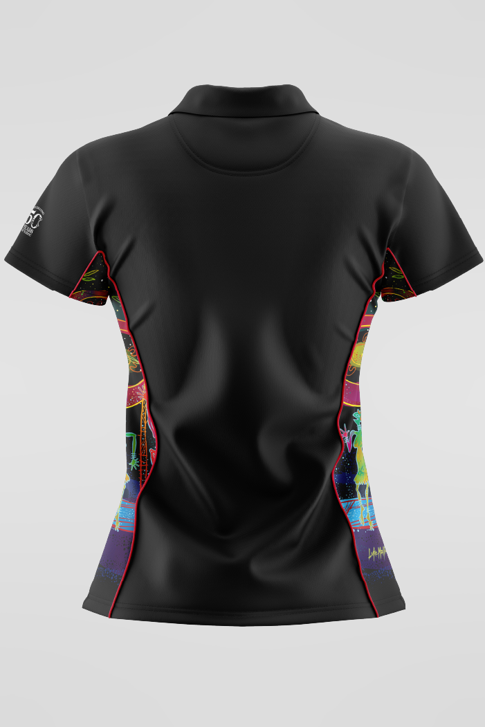 Celestial Rhythms NAIDOC 2025 Black Bamboo (Simpson) Women's Fitted Polo Shirt