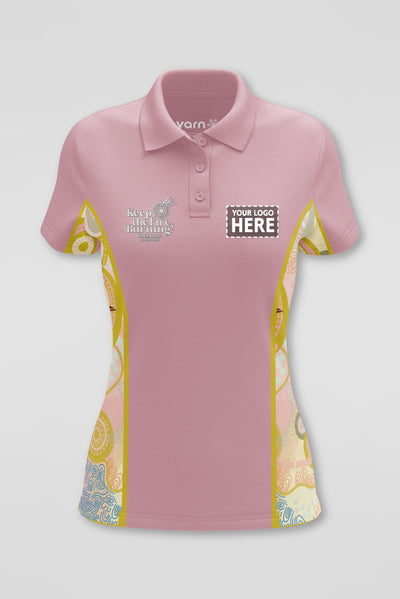 (Custom) Kindling NAIDOC 2024 Rose Bamboo (Simpson) Women's Fitted Polo Shirt
