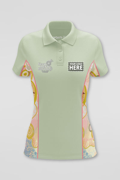 (Custom) Kindling NAIDOC 2024 Light Sage Bamboo (Simpson) Women's Fitted Polo Shirt