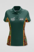 (Custom) Proud & Deadly NAIDOC 2024 Forest Green Bamboo (Simpson) Women's Fitted Polo Shirt