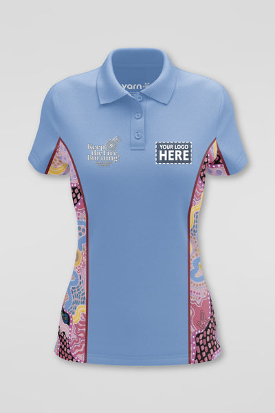 (Custom) Guiding Light NAIDOC 2024 Sky Blue Bamboo (Simpson) Women's Fitted Polo Shirt