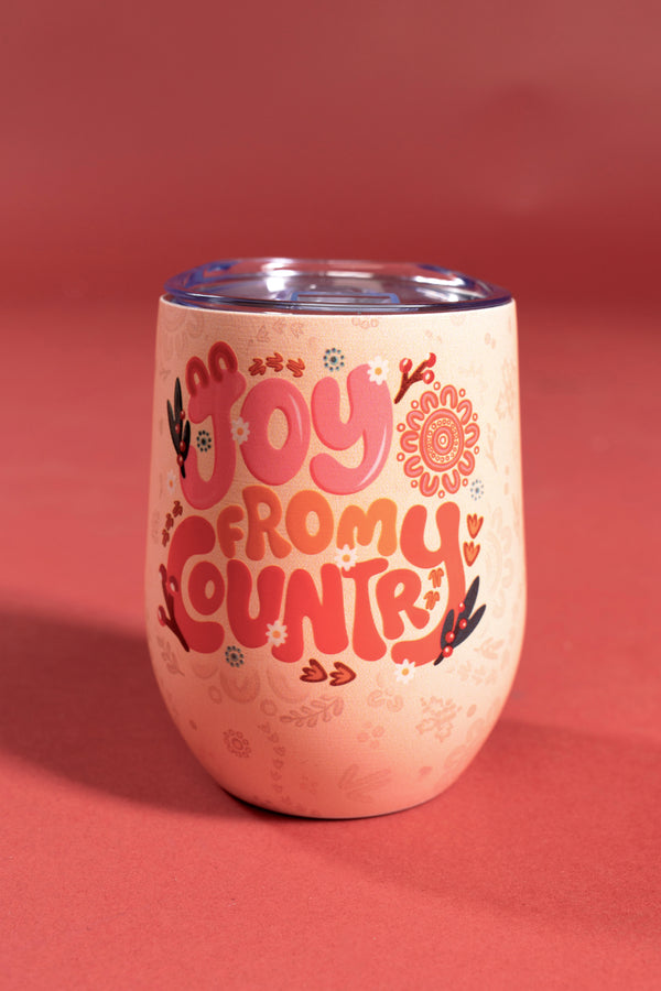 Joy From Country (Beige) Vacuum Insulated Double Walled Stainless Steel Travel Mug