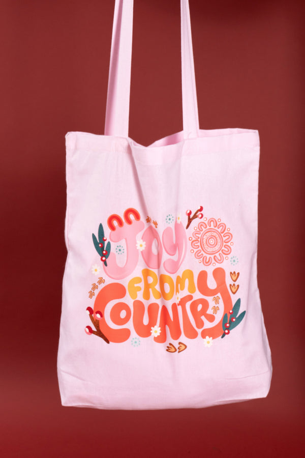 Joy From Country Pink Long Handle Cotton Tote Bag