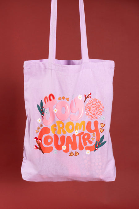 Joy From Country Lilac Long Handle Cotton Tote Bag