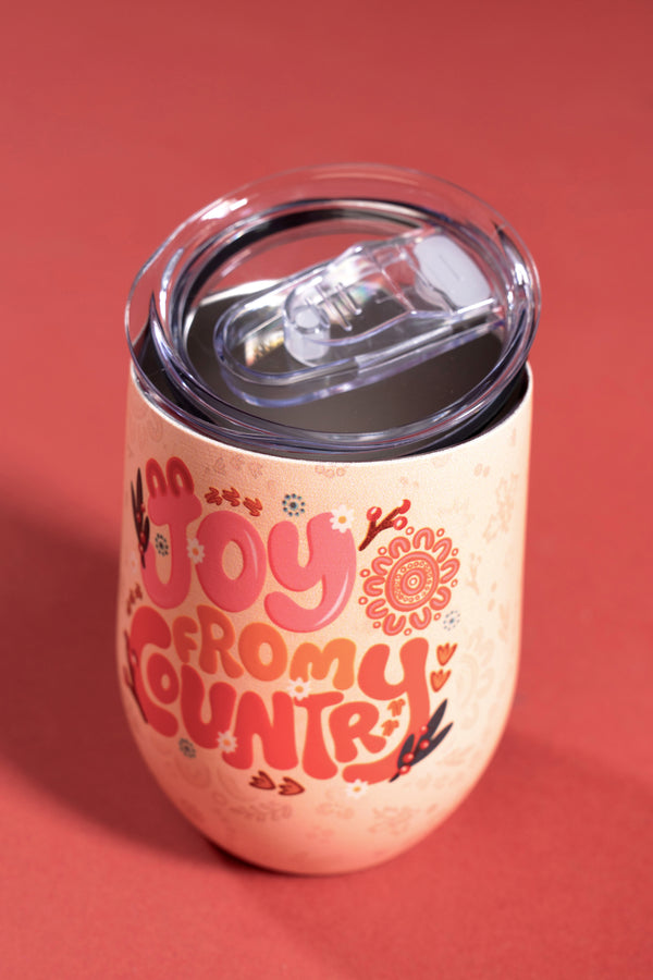 Joy From Country (Beige) Vacuum Insulated Double Walled Stainless Steel Travel Mug