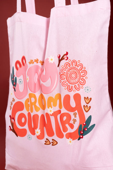 Joy From Country Pink Long Handle Cotton Tote Bag