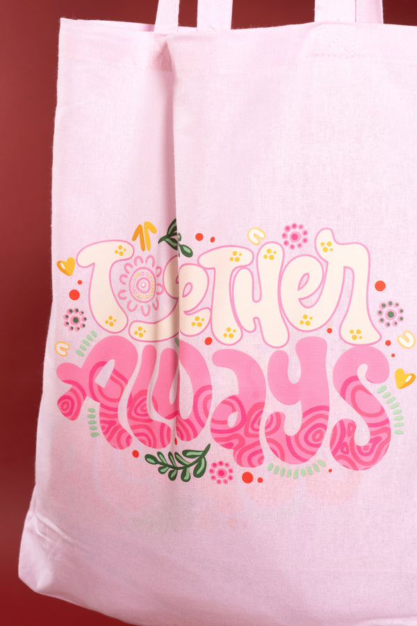 Together Always Pink Long Handle Cotton Tote Bag