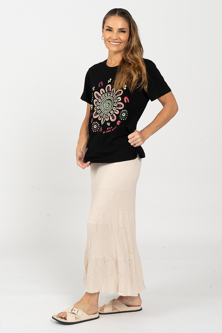 Bila Black Cotton Crew Neck Women's T-Shirt