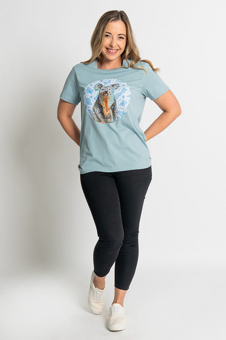 Koala (Gurrburr) 'Australian Wildlife Conservancy' Pale Blue Cotton Crew Neck Women's T-Shirt
