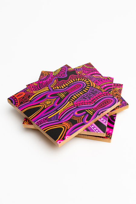 Mother Bamboo Coaster Set (4 Pack)