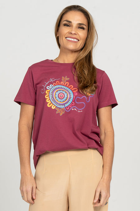 Celebration Berry Cotton Crew Neck Women's T-Shirt