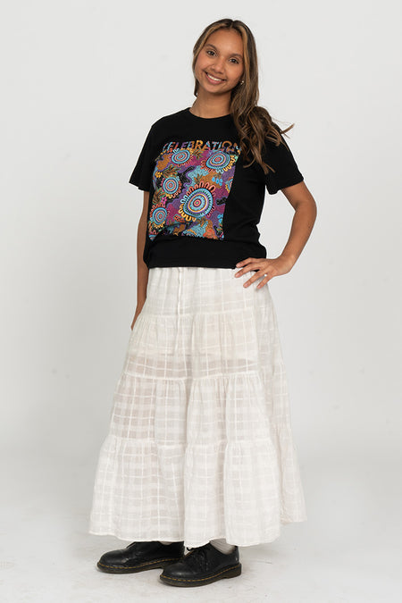 Celebration (Full Print) Black Cotton Crew Neck Women's T-Shirt