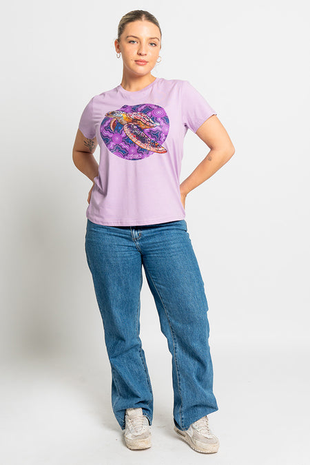 Sea Turtle 'Australian Wildlife Conservancy' Lavender Cotton Crew Neck Women's T-Shirt