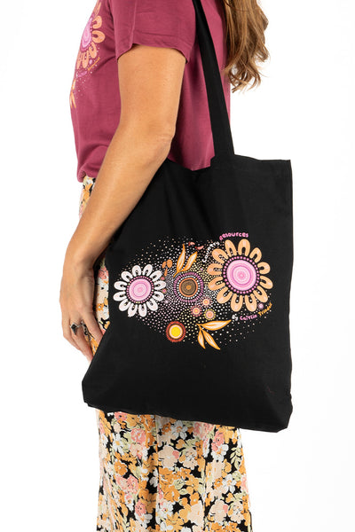 Country Resources Black Long Handle Cotton Tote Bag