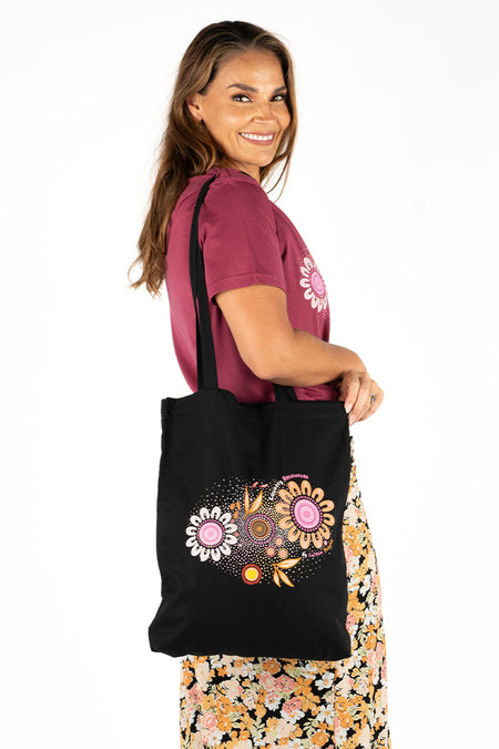 Country Resources Black Long Handle Cotton Tote Bag