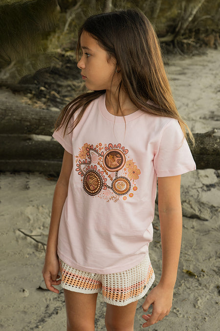 Rebirth Pink Cotton Crew Neck Kids T-Shirt