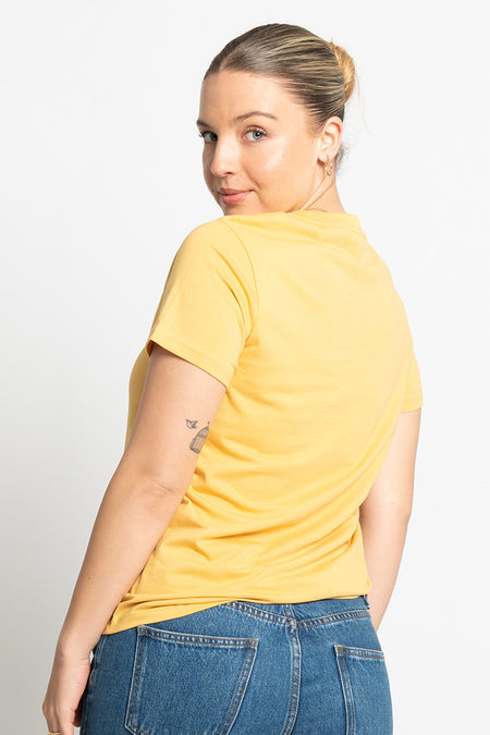 Quokka 'Australian Wildlife Conservancy' Mustard Cotton Crew Neck Women's T-Shirt