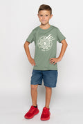 Campfire Mono NAIDOC 2024 Sage Cotton Crew Neck Kids T-Shirt