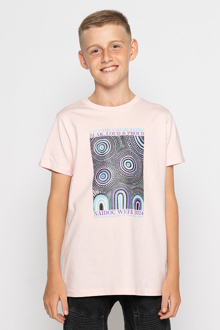 Our Future, Together NAIDOC 2024 Pink Cotton Crew Neck Kids T-Shirt