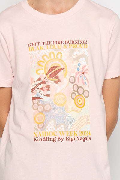 Kindling NAIDOC 2024 Pink Cotton Crew Neck Kids T-Shirt