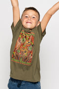 Proud & Deadly NAIDOC 2024 Army Cotton Crew Neck Kids T-Shirt