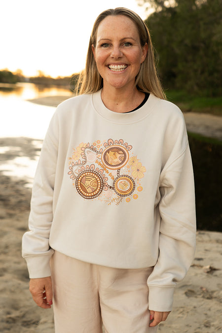 Rebirth Bone Cotton Blend Crew Neck Women's Sweatshirt