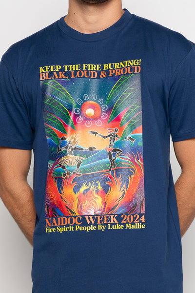 Fire Spirit People NAIDOC 2024 Cobalt Cotton Crew Neck Unisex T-Shirt