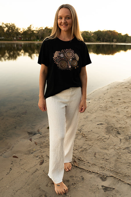 Rebirth Black Cotton Crew Neck Women's T-Shirt