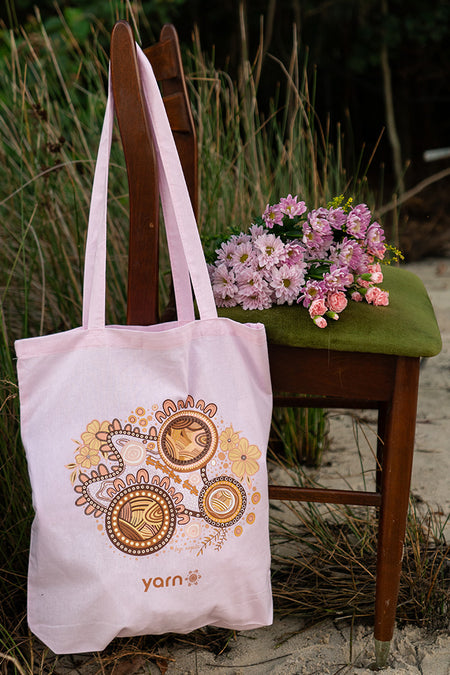 Rebirth Pink Long Handle Cotton Tote Bag