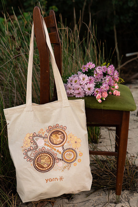 Rebirth Khaki Long Handle Cotton Tote Bag