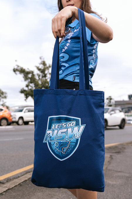 Brotherhood Shield Dark Blue Long Handle Cotton Tote Bag