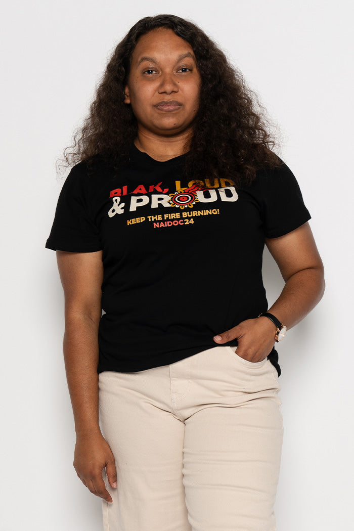 Blak, Loud & Proud NAIDOC 2024 Black Cotton Crew Neck Women’s T-Shirt