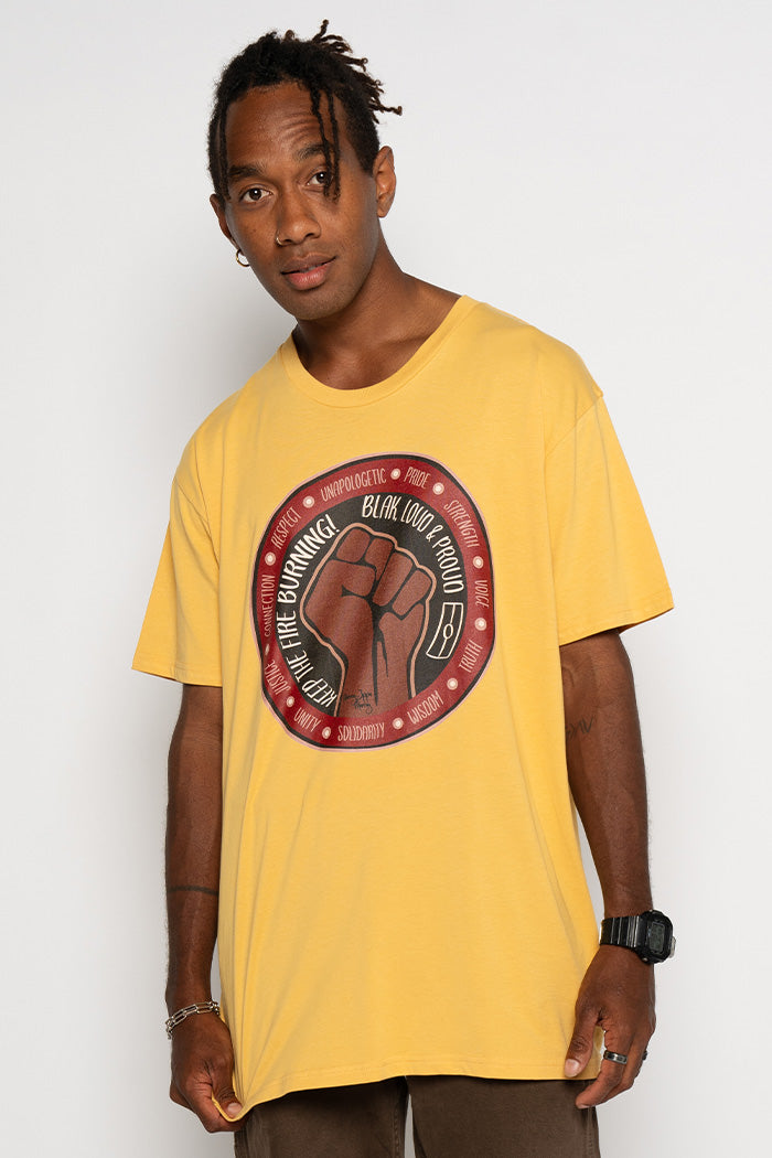 Bitja Mulana (Fire Spirit) NAIDOC 2024 Mustard Cotton Crew Neck Unisex T-Shirt