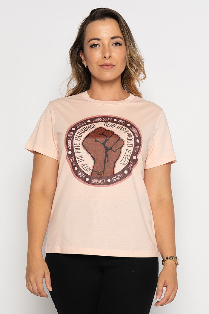 Bitja Mulana (Fire Spirit) NAIDOC 2024 Pale Pink Cotton Crew Neck Women’s T-Shirt