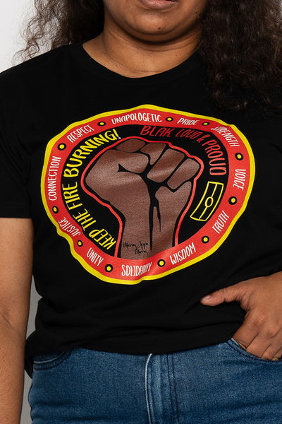 Bitja Mulana (Fire Spirit) RYB NAIDOC 2024 Black Cotton Crew Neck Women’s T-Shirt